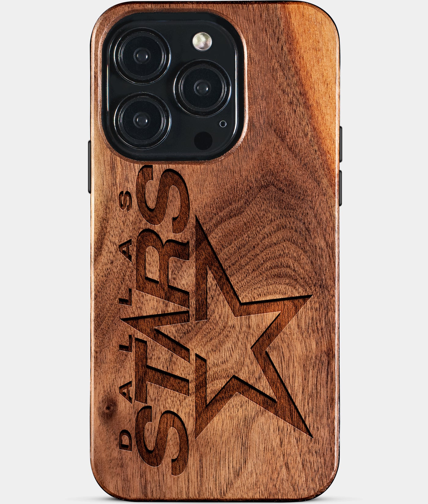 Eco-friendly Dallas Stars iPhone 15 Pro Case - Carved Wood Custom Dallas Stars Gift For Him - Monogrammed Personalized iPhone 15 Pro Cover By Engraved In Nature