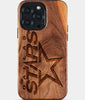 Eco-friendly Dallas Stars iPhone 15 Pro Max Case - Carved Wood Custom Dallas Stars Gift For Him - Monogrammed Personalized iPhone 15 Pro Max Cover By Engraved In Nature