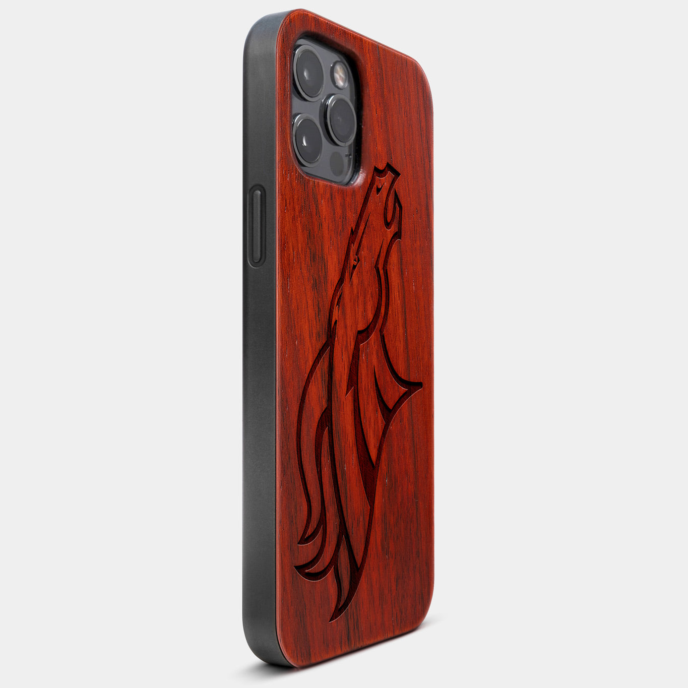 Best Wood Denver Broncos iPhone 13 Pro Max Case | Custom Denver Broncos Gift | Mahogany Wood Cover - Engraved In Nature