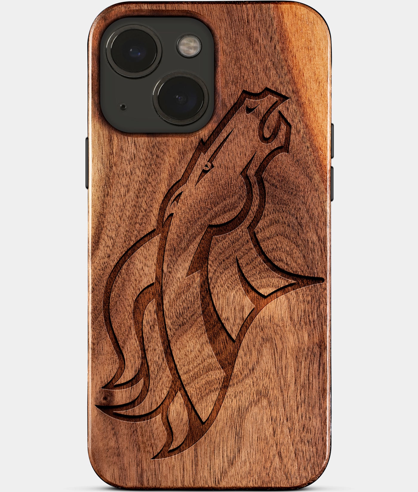 Eco-friendly Denver Broncos iPhone 15 Plus Case - Carved Wood Custom Denver Broncos Gift For Him - Monogrammed Personalized iPhone 15 Plus Cover By Engraved In Nature