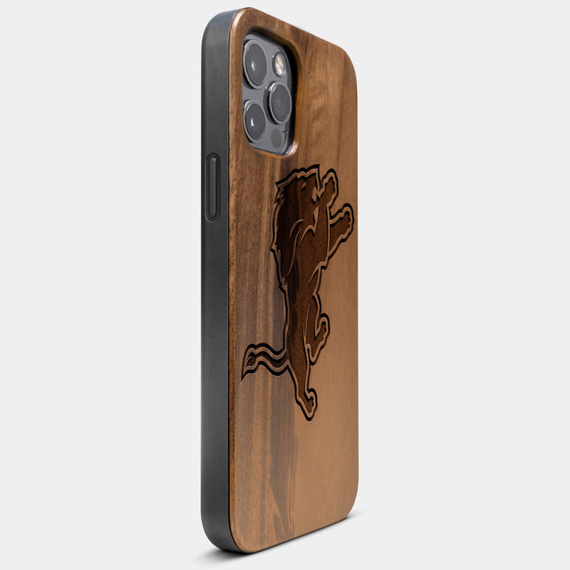 Best Wood Detroit Lions iPhone 13 Pro Case | Custom Detroit Lions Gift | Walnut Wood Cover - Engraved In Nature