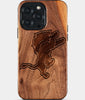 Eco-friendly Detroit Lions iPhone 15 Pro Max Case - Carved Wood Custom Detroit Lions Gift For Him - Monogrammed Personalized iPhone 15 Pro Max Cover By Engraved In Nature