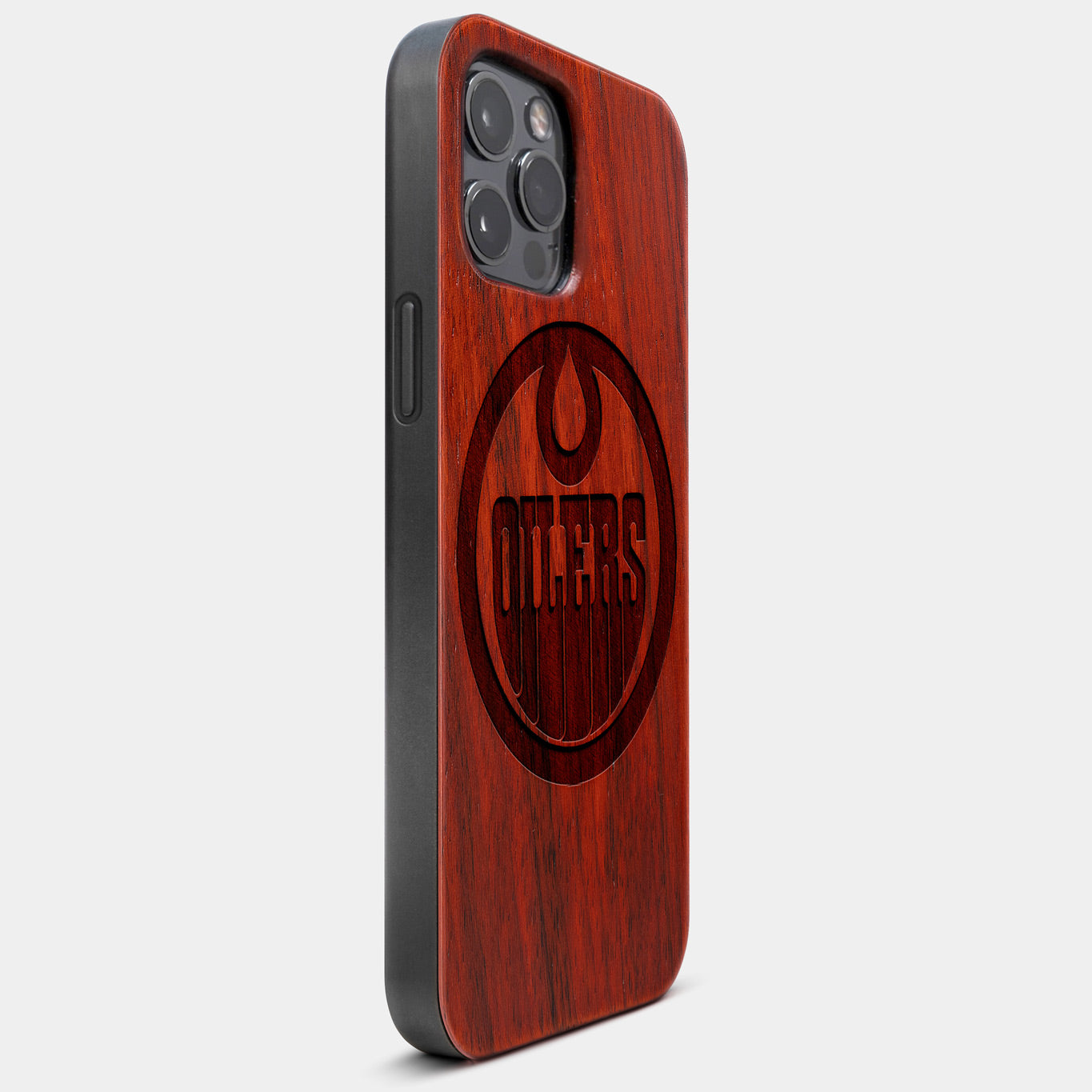 Best Wood Edmonton Oilers iPhone 13 Pro Max Case | Custom Edmonton Oilers Gift | Mahogany Wood Cover - Engraved In Nature