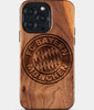 Eco-friendly FC Bayern iPhone 15 Pro Max Case - Carved Wood Custom FC Bayern Gift For Him - Monogrammed Personalized iPhone 15 Pro Max Cover By Engraved In Nature