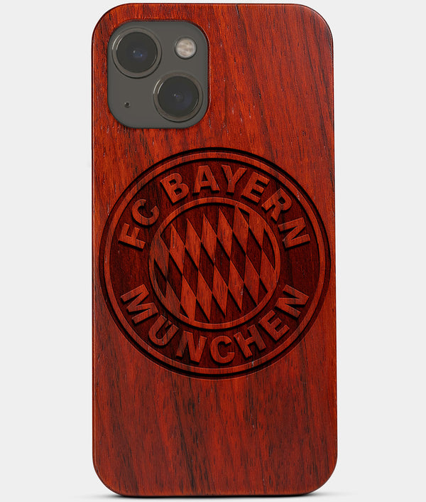 Carved Wood FC Bayern Munich iPhone 13 Case | Custom FC Bayern Munich Gift, Birthday Gift | Personalized Mahogany Wood Cover, Gifts For Him, Monogrammed Gift For Fan | by Engraved In Nature