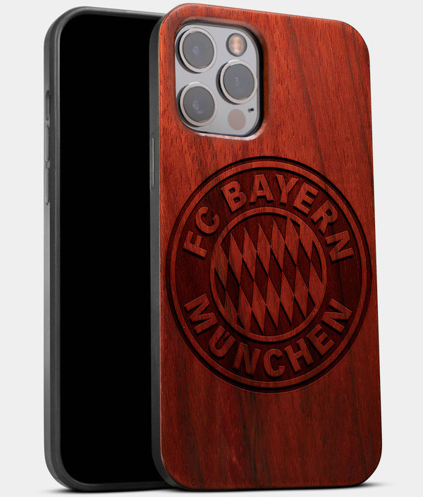 Best Wood FC Bayern Munich iPhone 13 Pro Max Case | Custom FC Bayern Munich Gift | Mahogany Wood Cover - Engraved In Nature