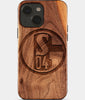 Eco-friendly FC Schalke 04 iPhone 15 Case - Carved Wood Custom FC Schalke 04 Gift For Him - Monogrammed Personalized iPhone 15 Cover By Engraved In Nature