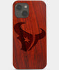 Carved Wood Houston Texans iPhone 13 Case | Custom Houston Texans Gift, Birthday Gift | Personalized Mahogany Wood Cover, Gifts For Him, Monogrammed Gift For Fan | by Engraved In Nature