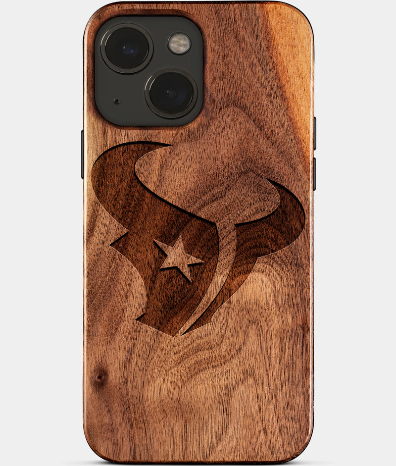 Houston Texans Logo Logo Dark Wood Wallpaper iPhone 13 Mini Case