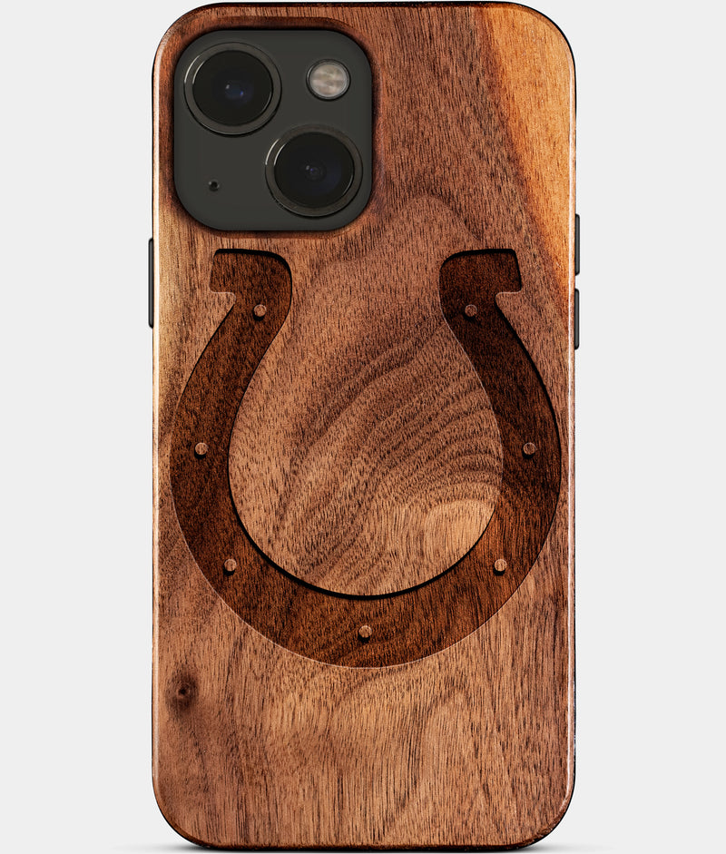 Eco-friendly Indianapolis Colts iPhone 15 Plus Case - Carved Wood Custom Indianapolis Colts Gift For Him - Monogrammed Personalized iPhone 15 Plus Cover By Engraved In Nature