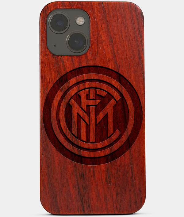 Carved Wood Inter Milan FC iPhone 13 Case | Custom Inter Milan FC Gift, Birthday Gift | Personalized Mahogany Wood Cover, Gifts For Him, Monogrammed Gift For Fan | by Engraved In Nature