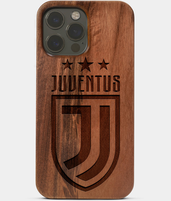 Carved Wood Juventus iPhone 13 Pro Max Case | Custom Juventus Gift, Birthday Gift | Personalized Mahogany Wood Cover, Gifts For Him, Monogrammed Gift For Fan | by Engraved In Nature