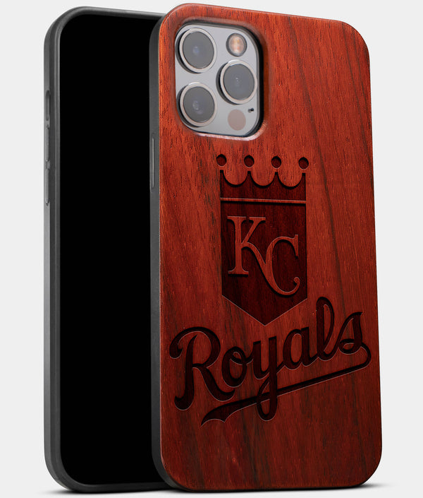 Best Wood Kansas City Royals iPhone 13 Pro Case | Custom Kansas City Royals Gift | Mahogany Wood Cover - Engraved In Nature