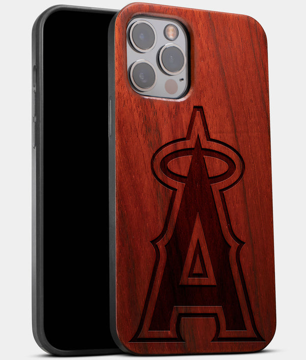 Best Wood Los Angeles Angels iPhone 13 Pro Case | Custom LA Angels Gift | Mahogany Wood Cover - Engraved In Nature