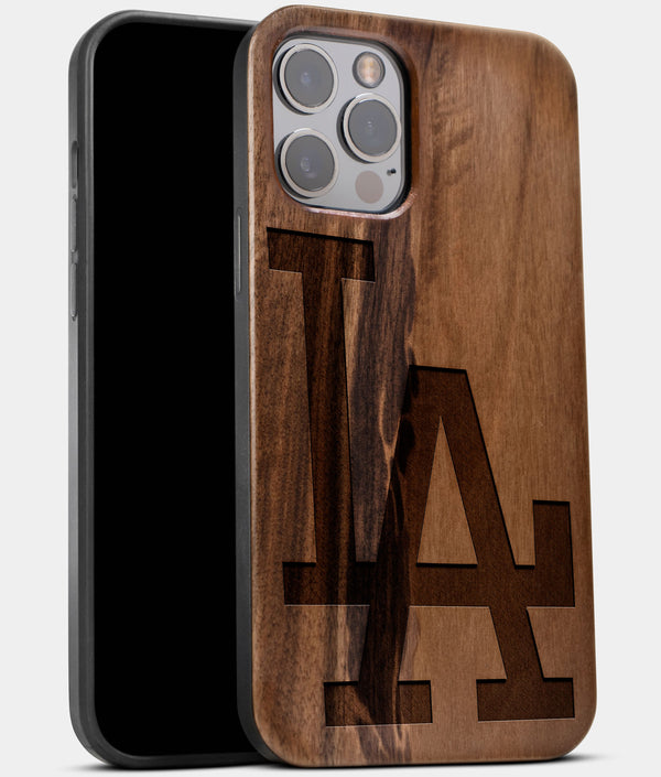 Best Wood Los Angeles Dodgers iPhone 13 Pro Case | Classic Custom LA Dodgers Gift | Walnut Wood Cover - Engraved In Nature