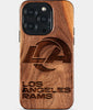 Eco-friendly Los Angeles Rams iPhone 15 Pro Case - Carved Wood Custom Los Angeles Rams Gift For Him - Monogrammed Personalized iPhone 15 Pro Cover By Engraved In Nature