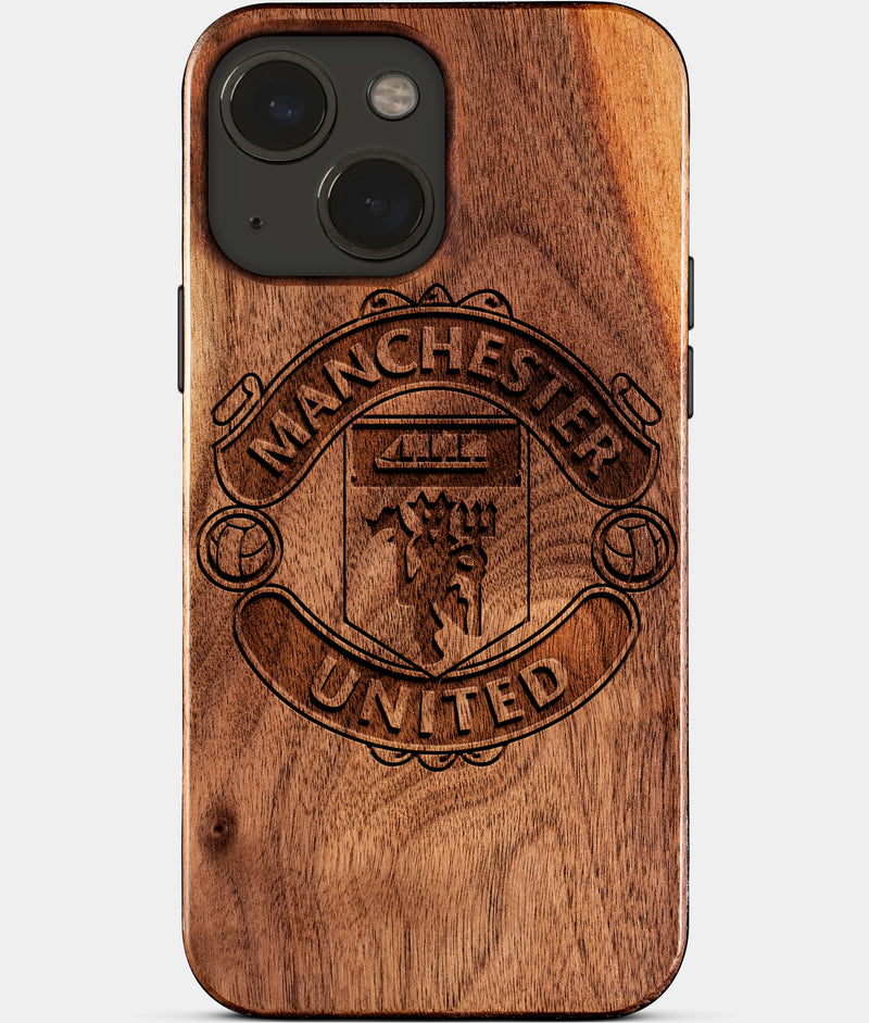 Eco-friendly Manchester United FC iPhone 15 Plus Case - Carved Wood Custom Manchester United FC Gift For Him - Monogrammed Personalized iPhone 15 Plus Cover By Engraved In Nature