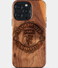 Eco-friendly Manchester United FC iPhone 15 Pro Max Case - Carved Wood Custom Manchester United FC Gift For Him - Monogrammed Personalized iPhone 15 Pro Max Cover By Engraved In Nature