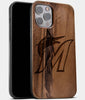 Best Wood Miami Marlins iPhone 13 Pro Case | Custom Miami Marlins Gift | Walnut Wood Cover - Engraved In Nature