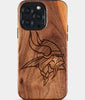 Eco-friendly Minnesota Vikings iPhone 15 Pro Max Case - Carved Wood Custom Minnesota Vikings Gift For Him - Monogrammed Personalized iPhone 15 Pro Max Cover By Engraved In Nature