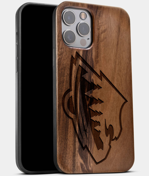 Best Wood Minnesota Wild iPhone 13 Pro Max Case | Custom Minnesota Wild Gift | Walnut Wood Cover - Engraved In Nature