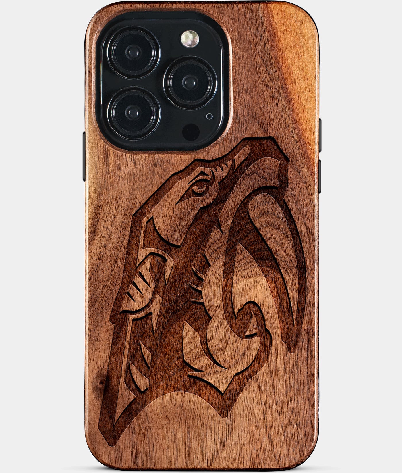 Eco-friendly Nashville Predators iPhone 15 Pro Case - Carved Wood Custom Nashville Predators Gift For Him - Monogrammed Personalized iPhone 15 Pro Cover By Engraved In Nature