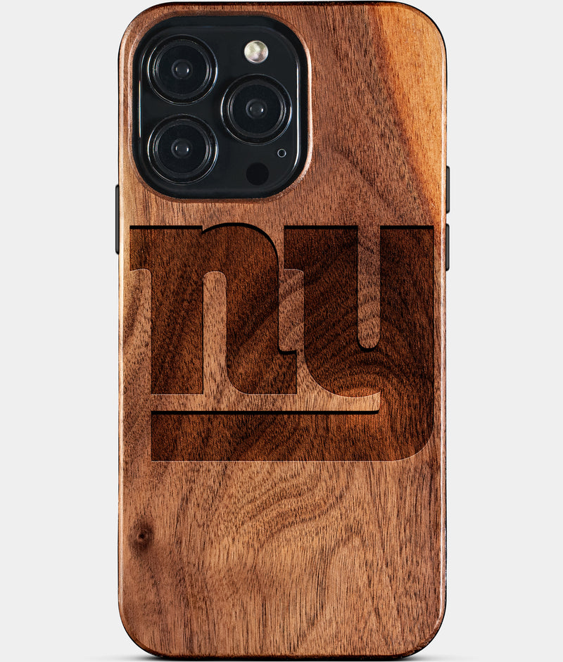 Eco-friendly New York Giants iPhone 15 Pro Max Case - Carved Wood Custom New York Giants Gift For Him - Monogrammed Personalized iPhone 15 Pro Max Cover By Engraved In Nature