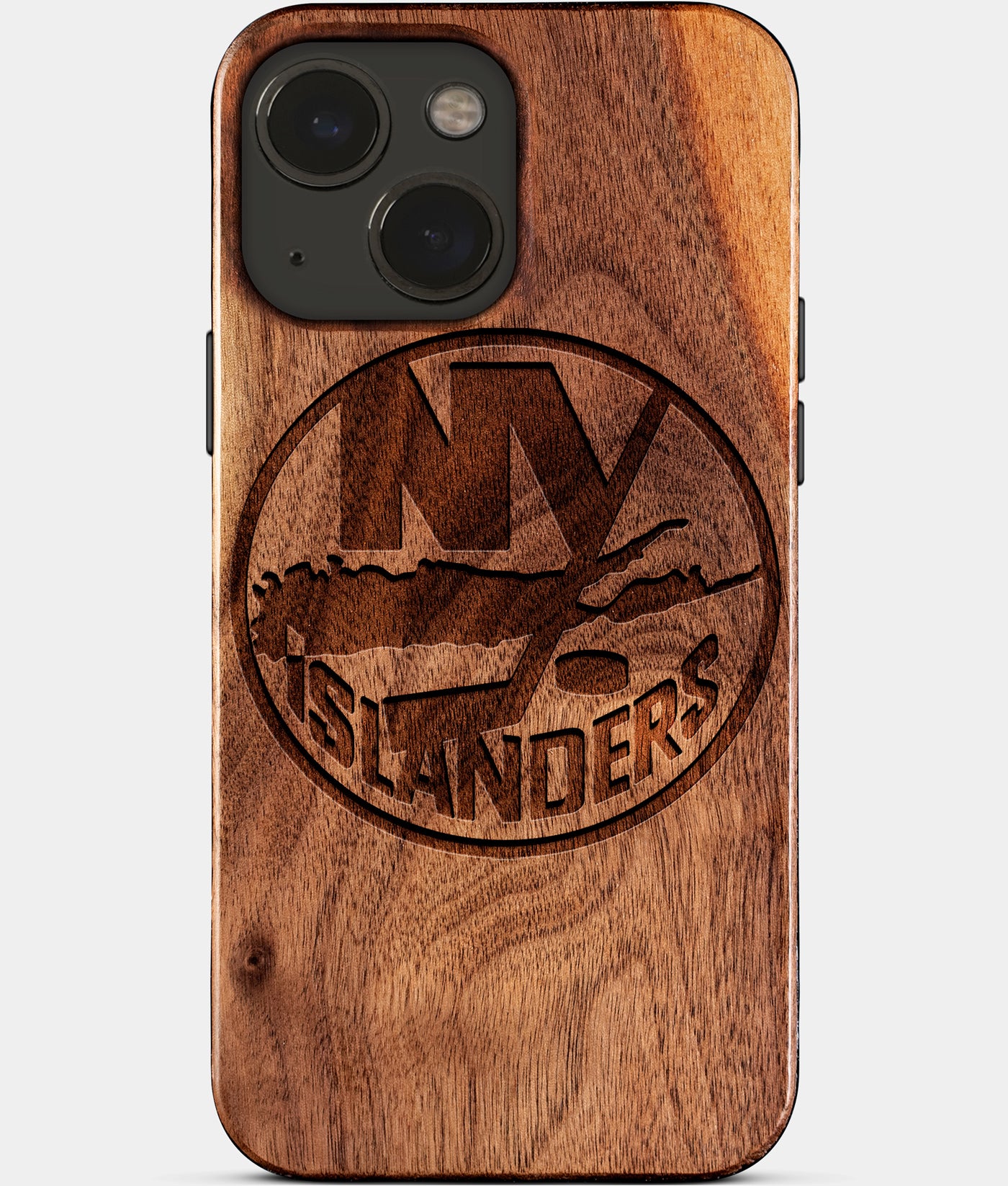 Eco-friendly New York Islanders iPhone 15 Case - Carved Wood Custom New York Islanders Gift For Him - Monogrammed Personalized iPhone 15 Cover By Engraved In Nature