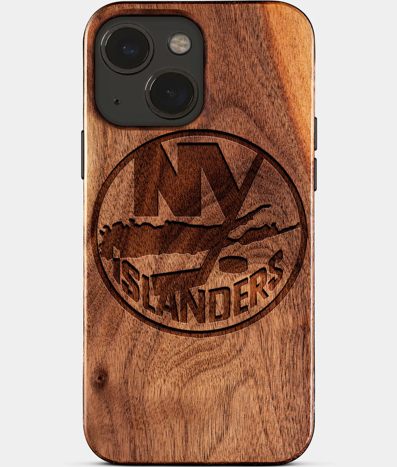 Eco-friendly New York Islanders iPhone 15 Plus Case - Carved Wood Custom New York Islanders Gift For Him - Monogrammed Personalized iPhone 15 Plus Cover By Engraved In Nature