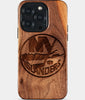 Eco-friendly New York Islanders iPhone 15 Pro Case - Carved Wood Custom New York Islanders Gift For Him - Monogrammed Personalized iPhone 15 Pro Cover By Engraved In Nature