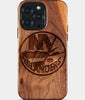 Eco-friendly New York Islanders iPhone 15 Pro Max Case - Carved Wood Custom New York Islanders Gift For Him - Monogrammed Personalized iPhone 15 Pro Max Cover By Engraved In Nature