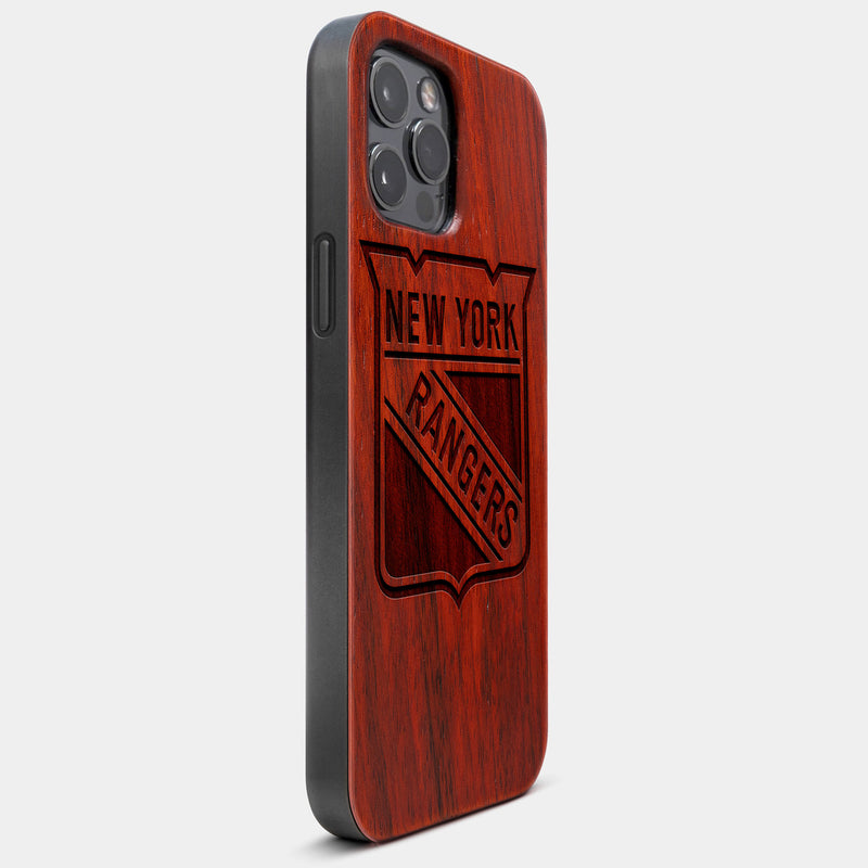 Best Wood New York Rangers iPhone 13 Pro Case | Custom NY Rangers Gift | Mahogany Wood Cover - Engraved In Nature