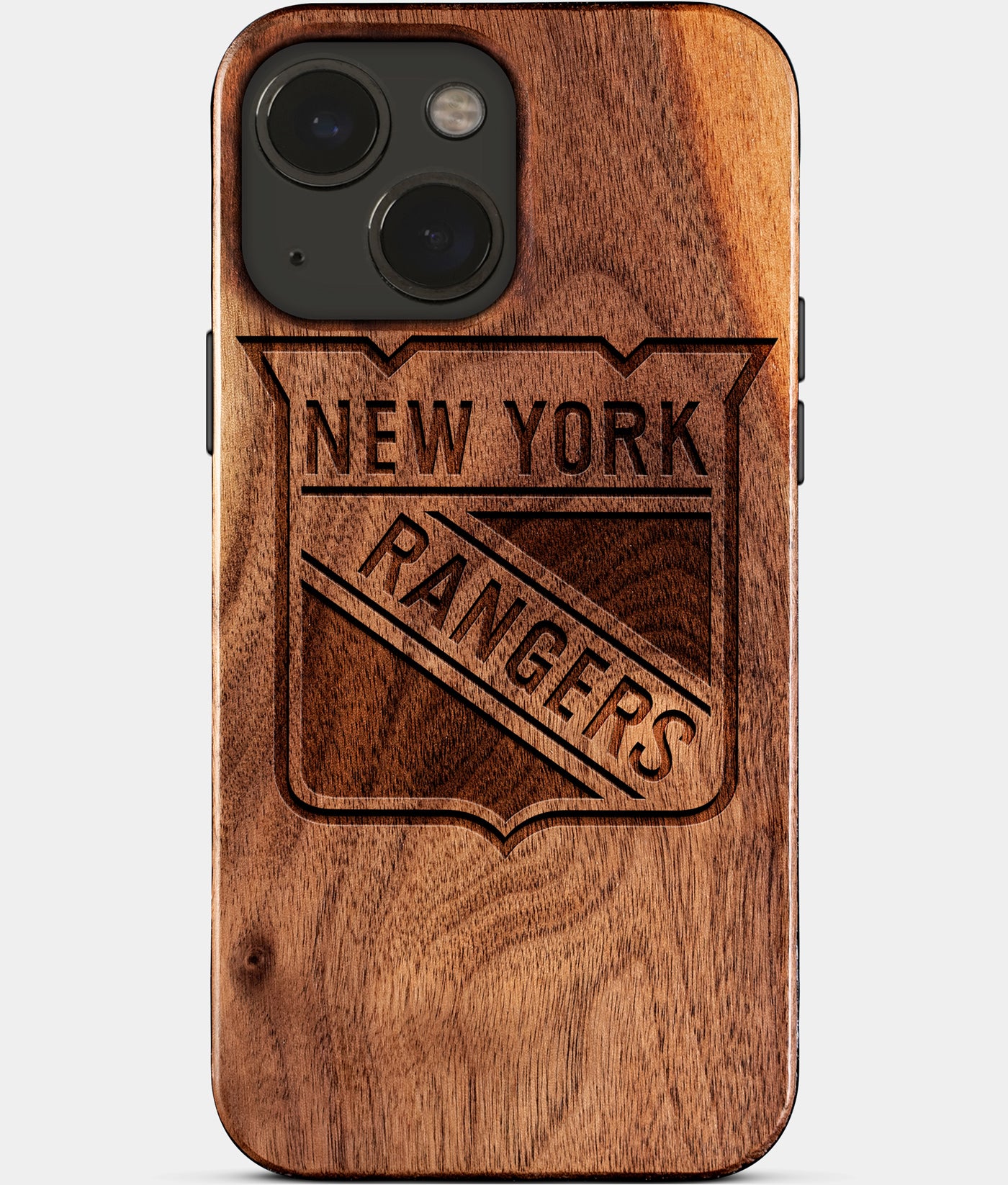 Eco-friendly New York Rangers iPhone 15 Case - Carved Wood Custom New York Rangers Gift For Him - Monogrammed Personalized iPhone 15 Cover By Engraved In Nature