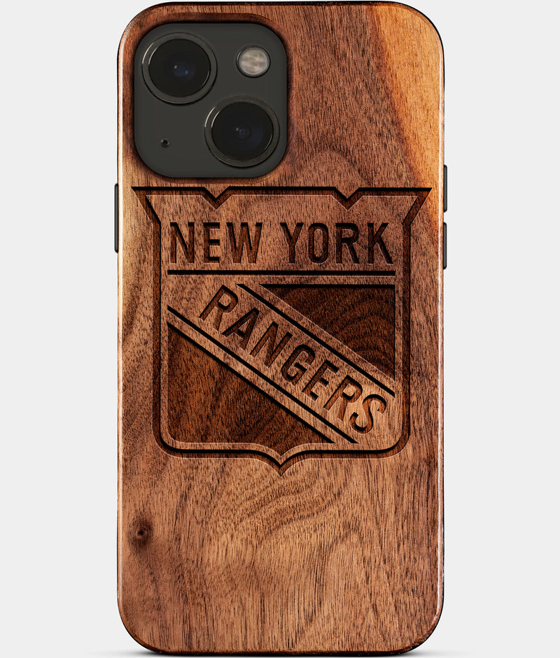 Eco-friendly New York Rangers iPhone 15 Plus Case - Carved Wood Custom New York Rangers Gift For Him - Monogrammed Personalized iPhone 15 Plus Cover By Engraved In Nature