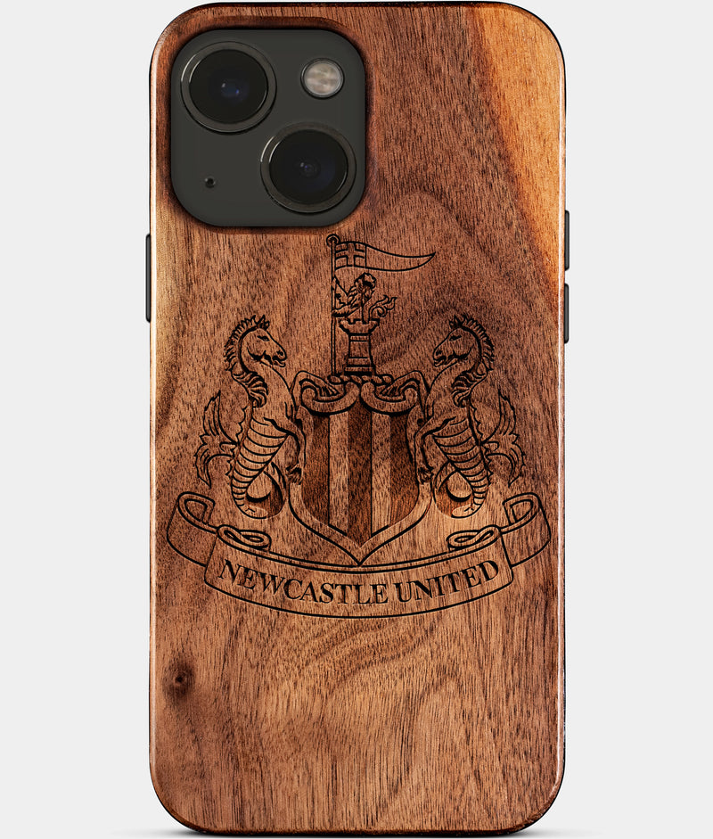 Eco-friendly Newcastle United FC iPhone 15 Case - Carved Wood Custom Newcastle United FC Gift For Him - Monogrammed Personalized iPhone 15 Cover By Engraved In Nature