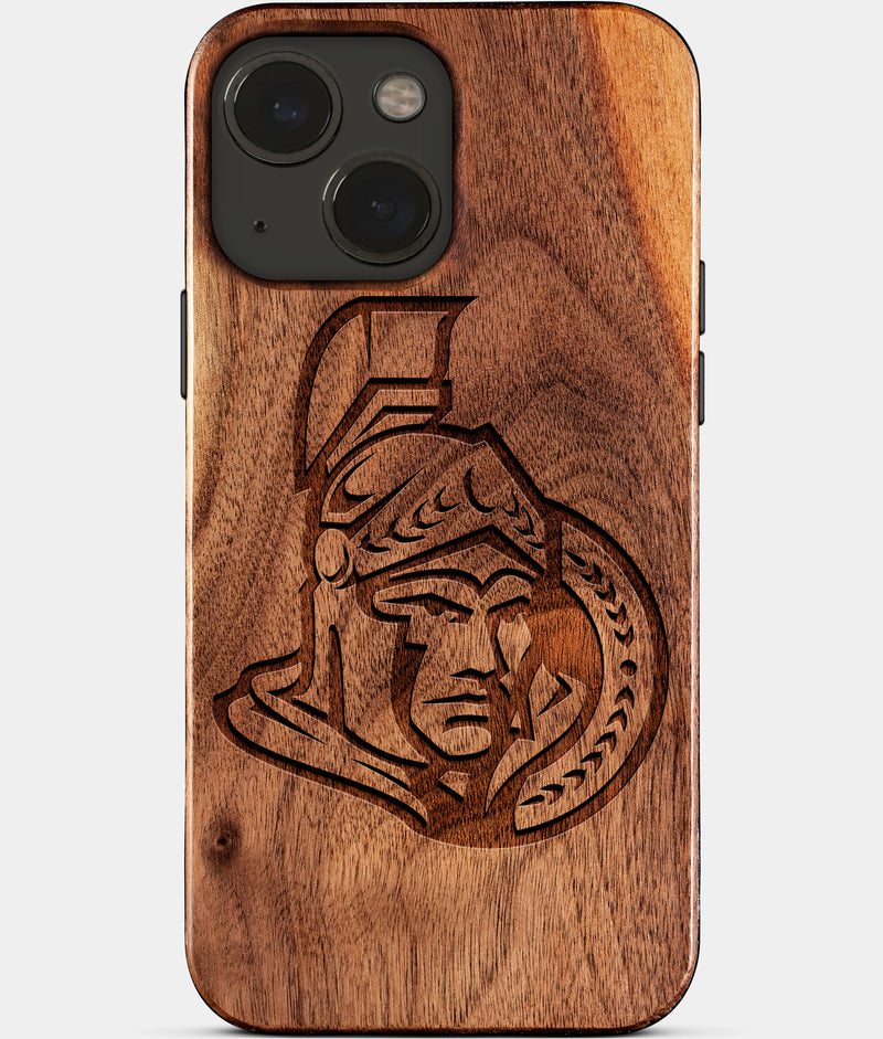 Eco-friendly Ottawa Senators iPhone 15 Case - Carved Wood Custom Ottawa Senators Gift For Him - Monogrammed Personalized iPhone 15 Cover By Engraved In Nature