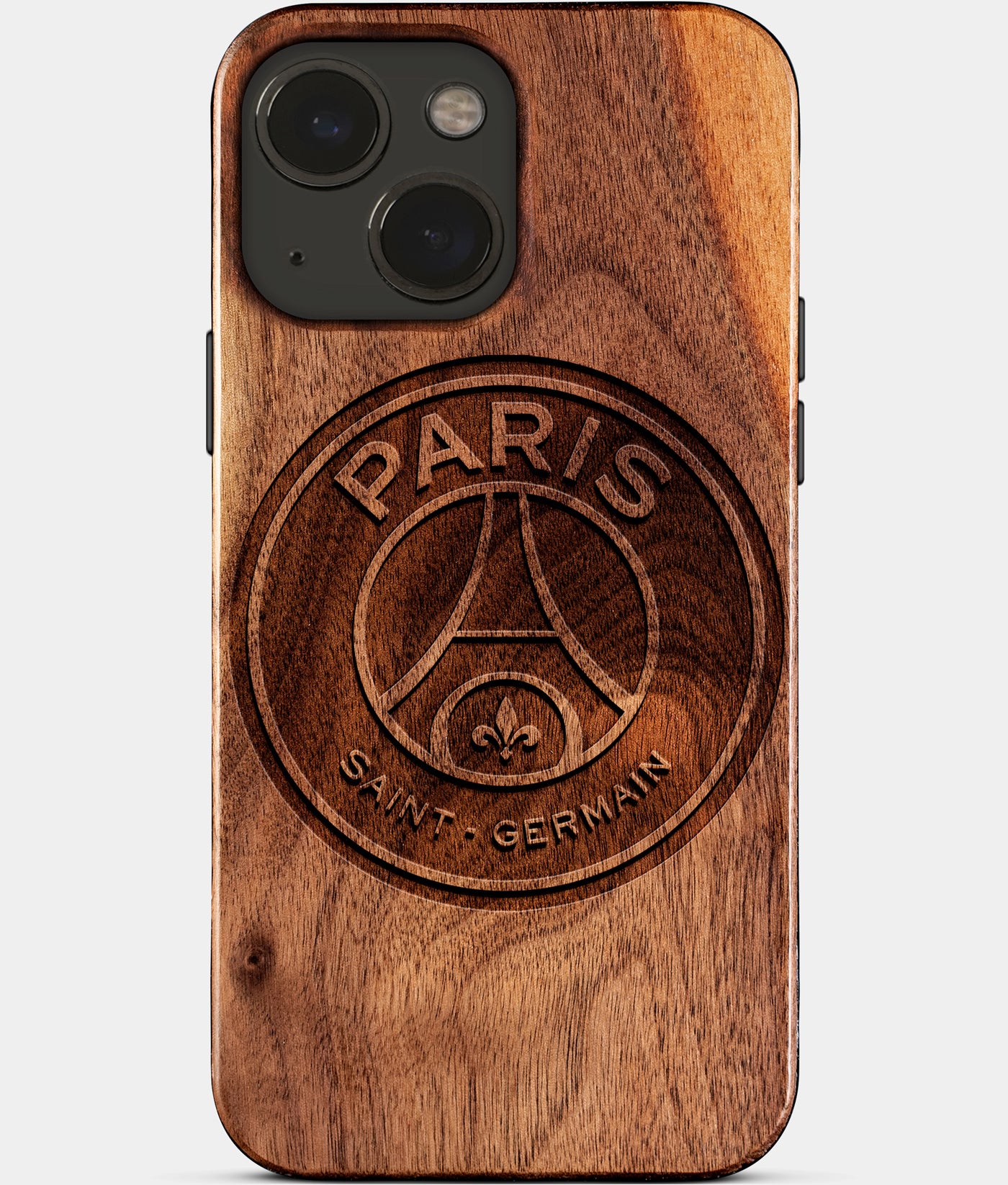 Eco-friendly Paris Saint Germain FC iPhone 15 Plus Case - Carved Wood Custom Paris Saint Germain FC Gift For Him - Monogrammed Personalized iPhone 15 Plus Cover By Engraved In Nature