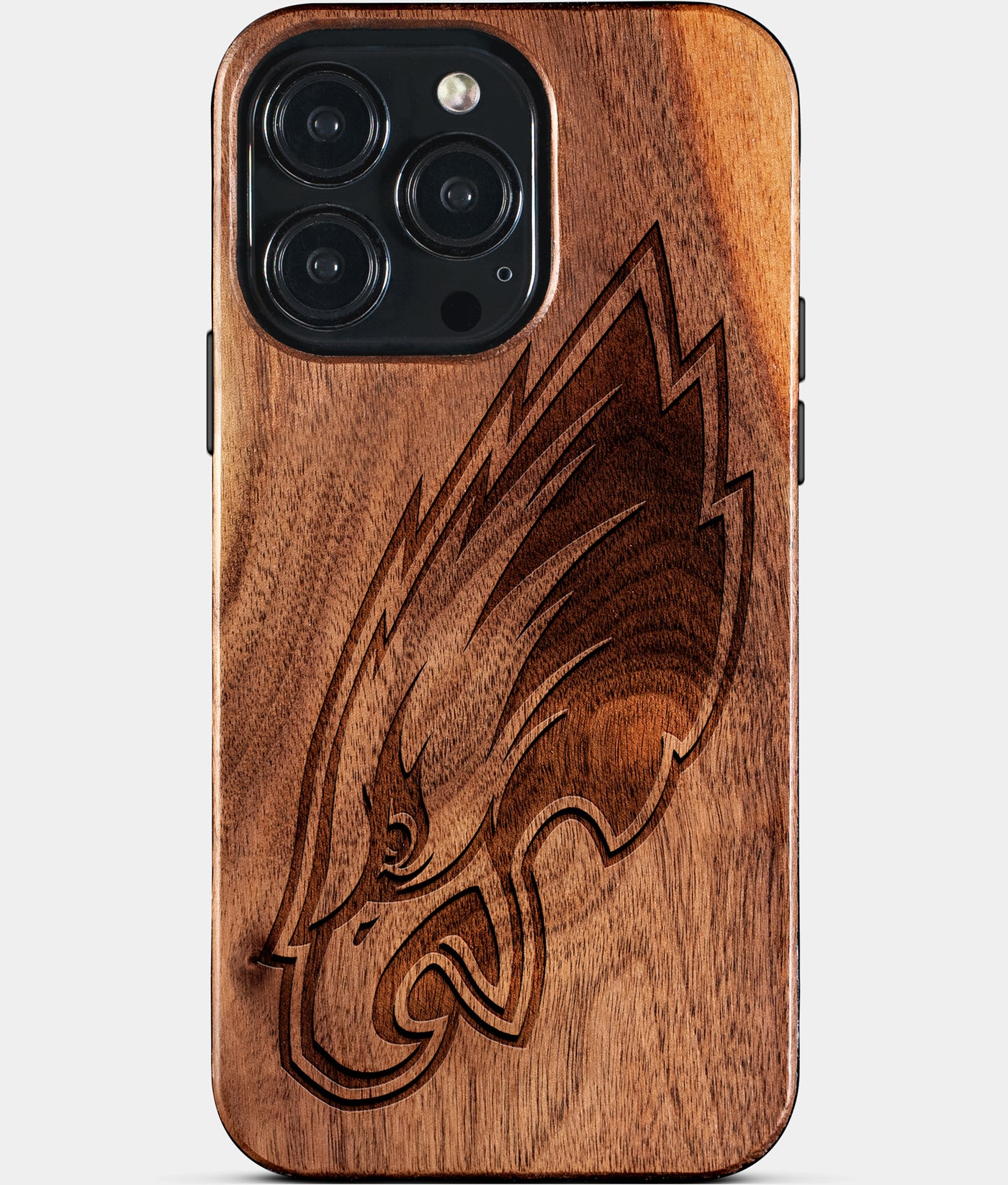 Eco-friendly Philadelphia Eagles iPhone 15 Pro Max Case - Carved Wood Custom Philadelphia Eagles Gift For Him - Monogrammed Personalized iPhone 15 Pro Max Cover By Engraved In Nature