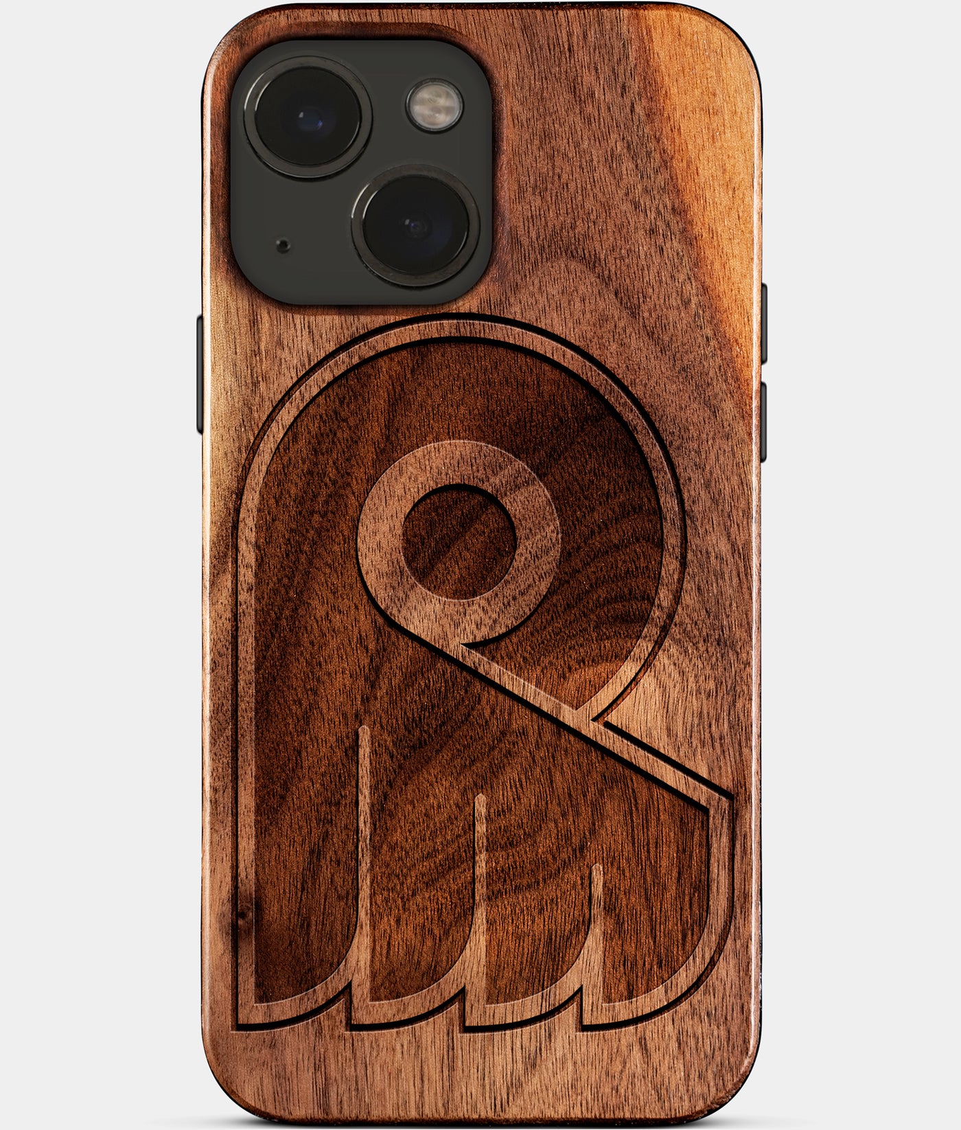 Eco-friendly Philadelphia Flyers iPhone 15 Case - Carved Wood Custom Philadelphia Flyers Gift For Him - Monogrammed Personalized iPhone 15 Cover By Engraved In Nature