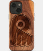 Eco-friendly Philadelphia Flyers iPhone 15 Plus Case - Carved Wood Custom Philadelphia Flyers Gift For Him - Monogrammed Personalized iPhone 15 Plus Cover By Engraved In Nature