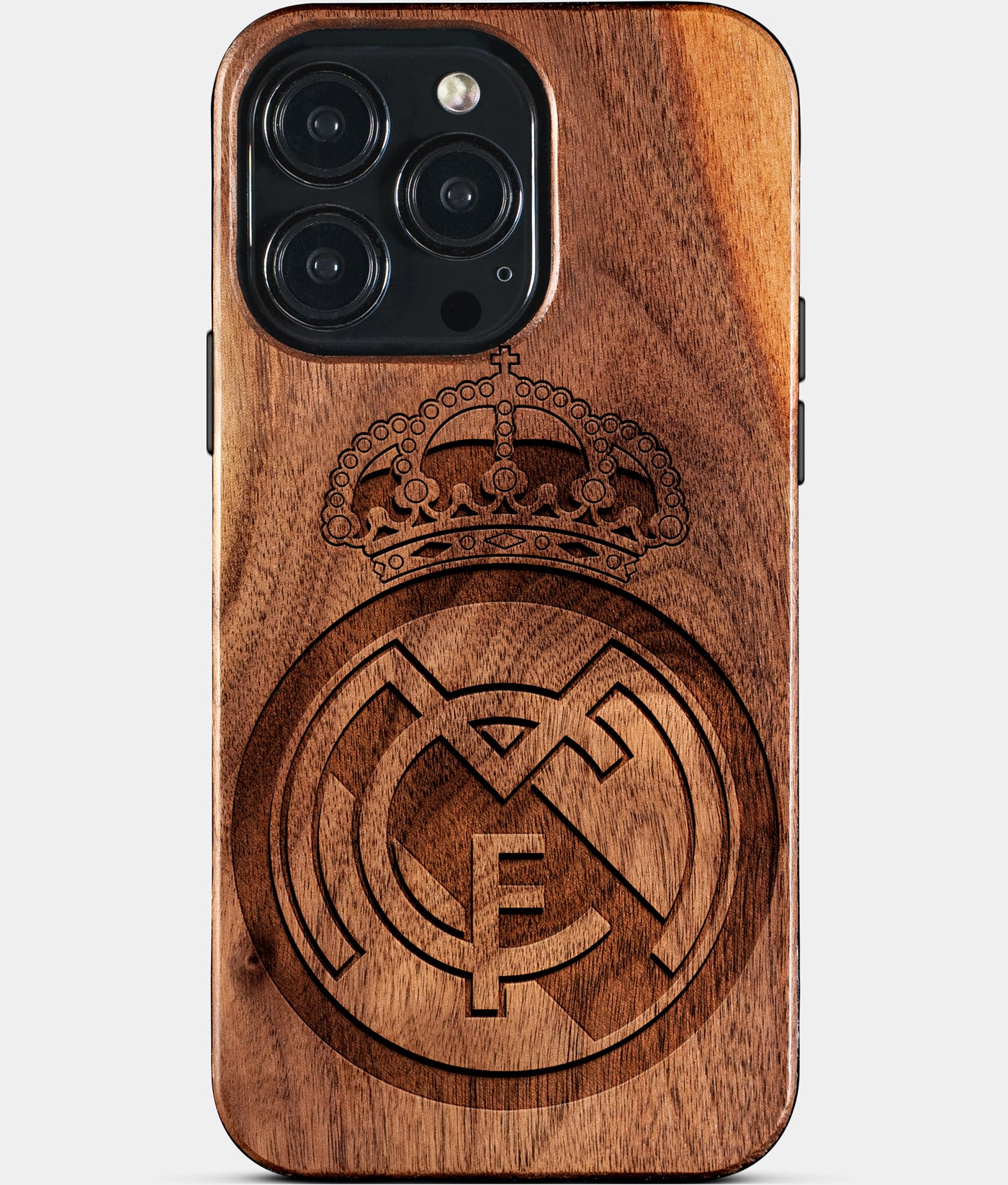 Eco-friendly Real Madrid Cf iPhone 15 Pro Max Case - Carved Wood Custom Real Madrid Cf Gift For Him - Monogrammed Personalized iPhone 15 Pro Max Cover By Engraved In Nature