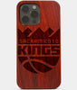 Carved Wood Sacramento Kings iPhone 13 Pro Max Case | Custom Sacramento Kings Gift, Birthday Gift | Personalized Mahogany Wood Cover, Gifts For Him, Monogrammed Gift For Fan | by Engraved In Nature