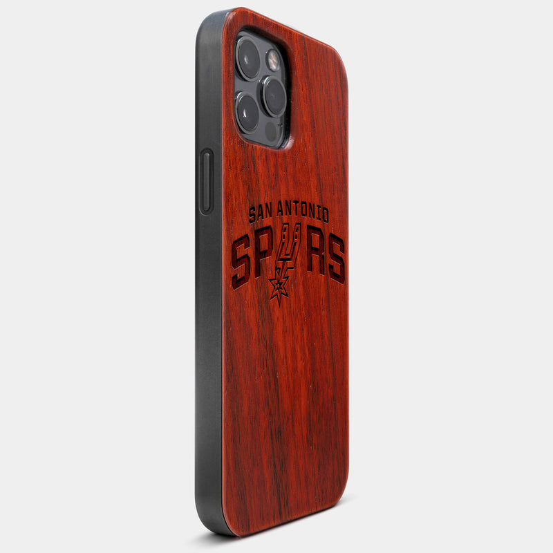 Best Wood San Antonio Spurs iPhone 13 Pro Case | Custom San Antonio Spurs Gift | Mahogany Wood Cover - Engraved In Nature