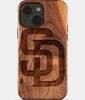 Eco-friendly San Diego Padres iPhone 15 Case - Carved Wood Custom San Diego Padres Gift For Him - Monogrammed Personalized iPhone 15 Cover By Engraved In Nature