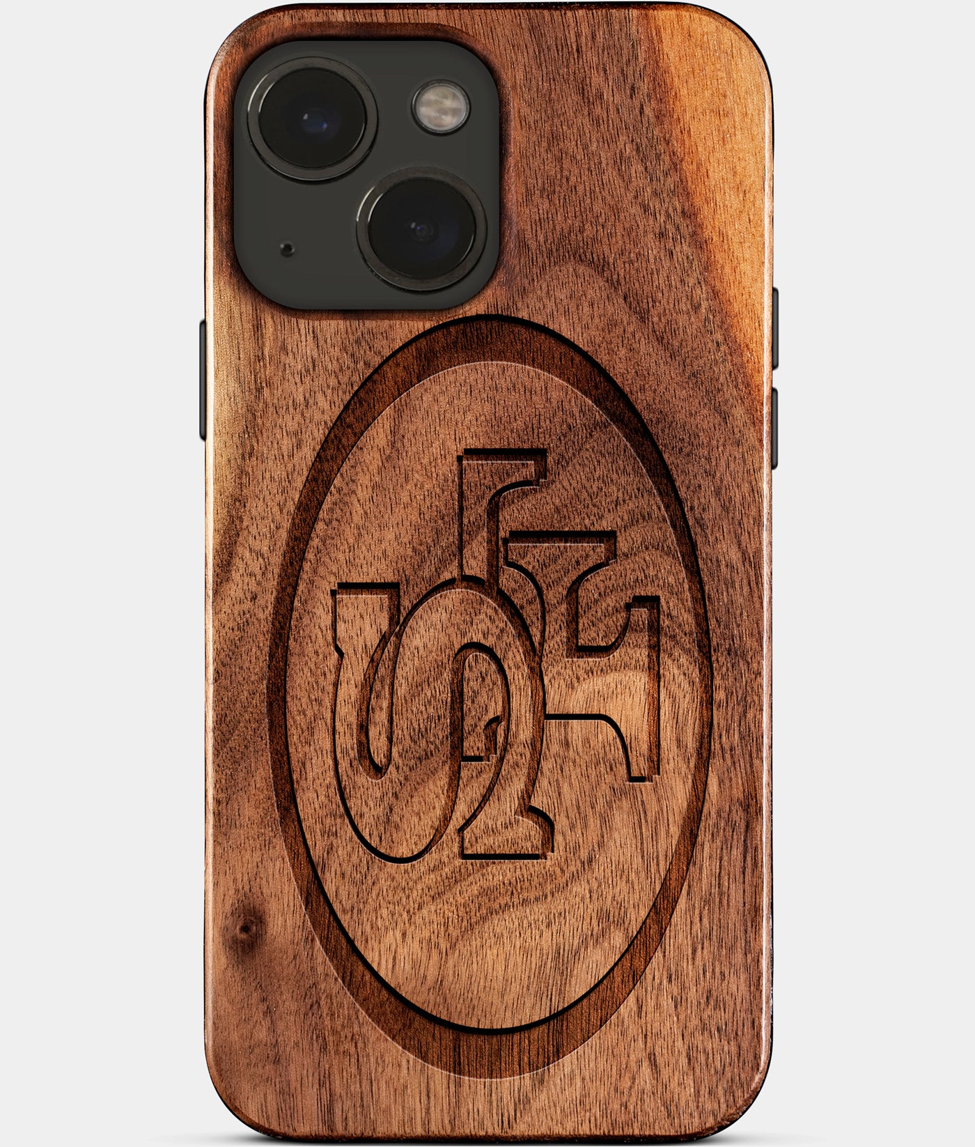 Eco-friendly San Francisco 49Ers iPhone 15 Plus Case - Carved Wood Custom San Francisco 49Ers Gift For Him - Monogrammed Personalized iPhone 15 Plus Cover By Engraved In Nature