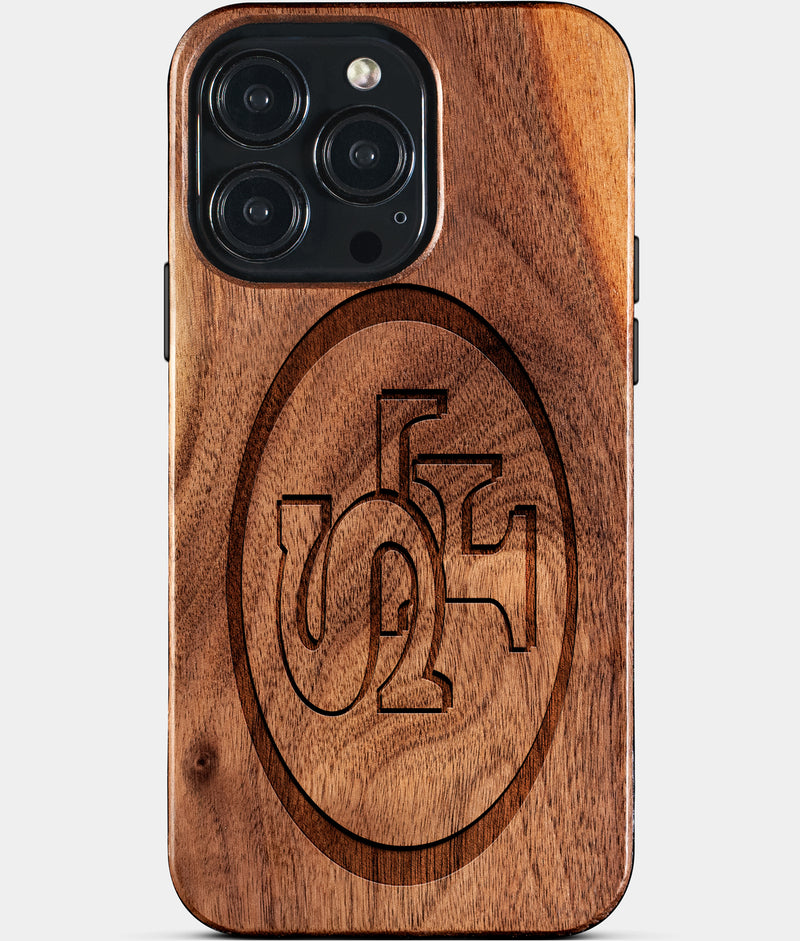 Eco-friendly San Francisco 49Ers iPhone 15 Pro Max Case - Carved Wood Custom San Francisco 49Ers Gift For Him - Monogrammed Personalized iPhone 15 Pro Max Cover By Engraved In Nature