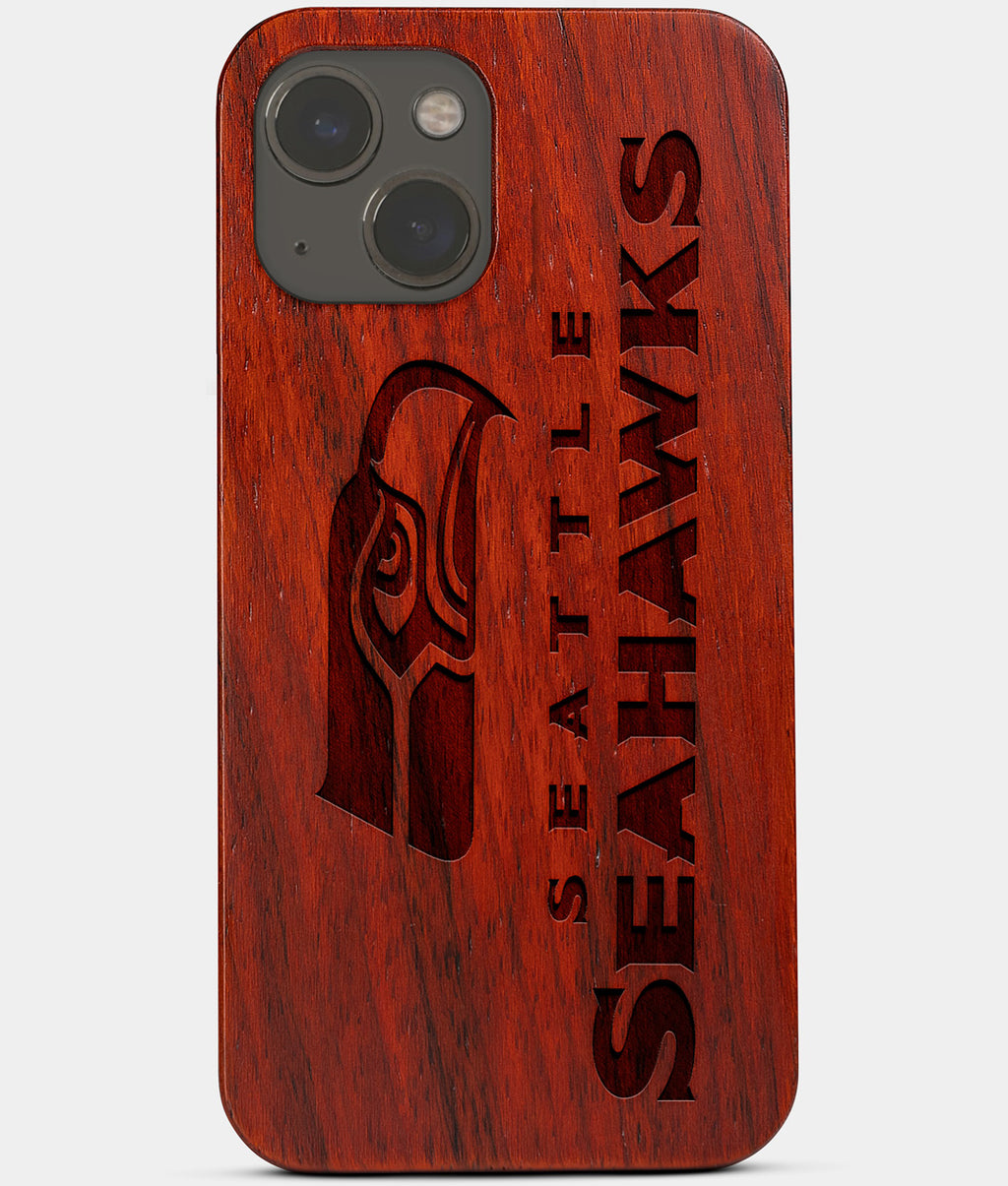 Seattle Seahawks NFL Logo Dark Wood Wallpaper iPhone 12 Pro Case