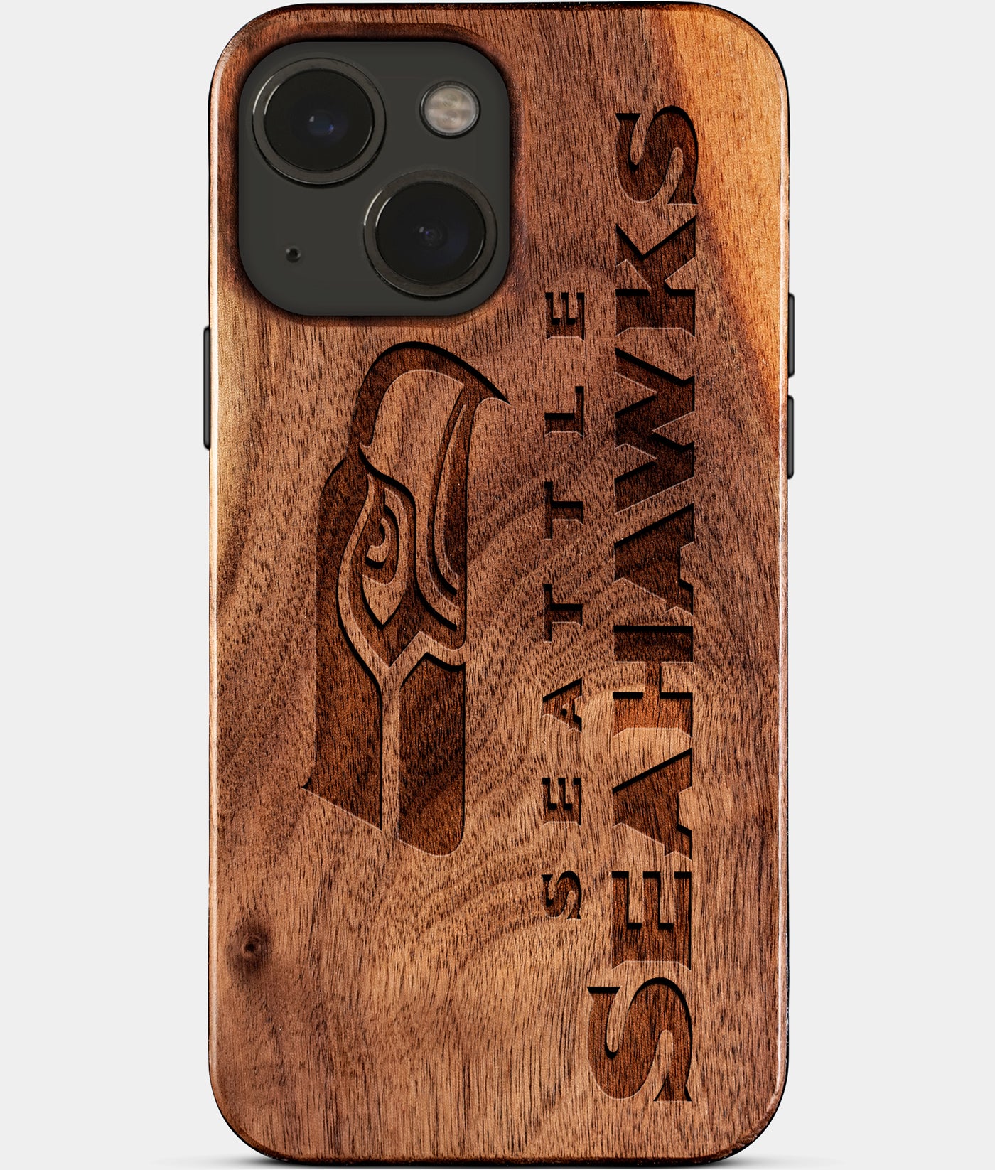 Eco-friendly Seattle Seahawks iPhone 15 Case - Carved Wood Custom Seattle Seahawks Gift For Him - Monogrammed Personalized iPhone 15 Cover By Engraved In Nature