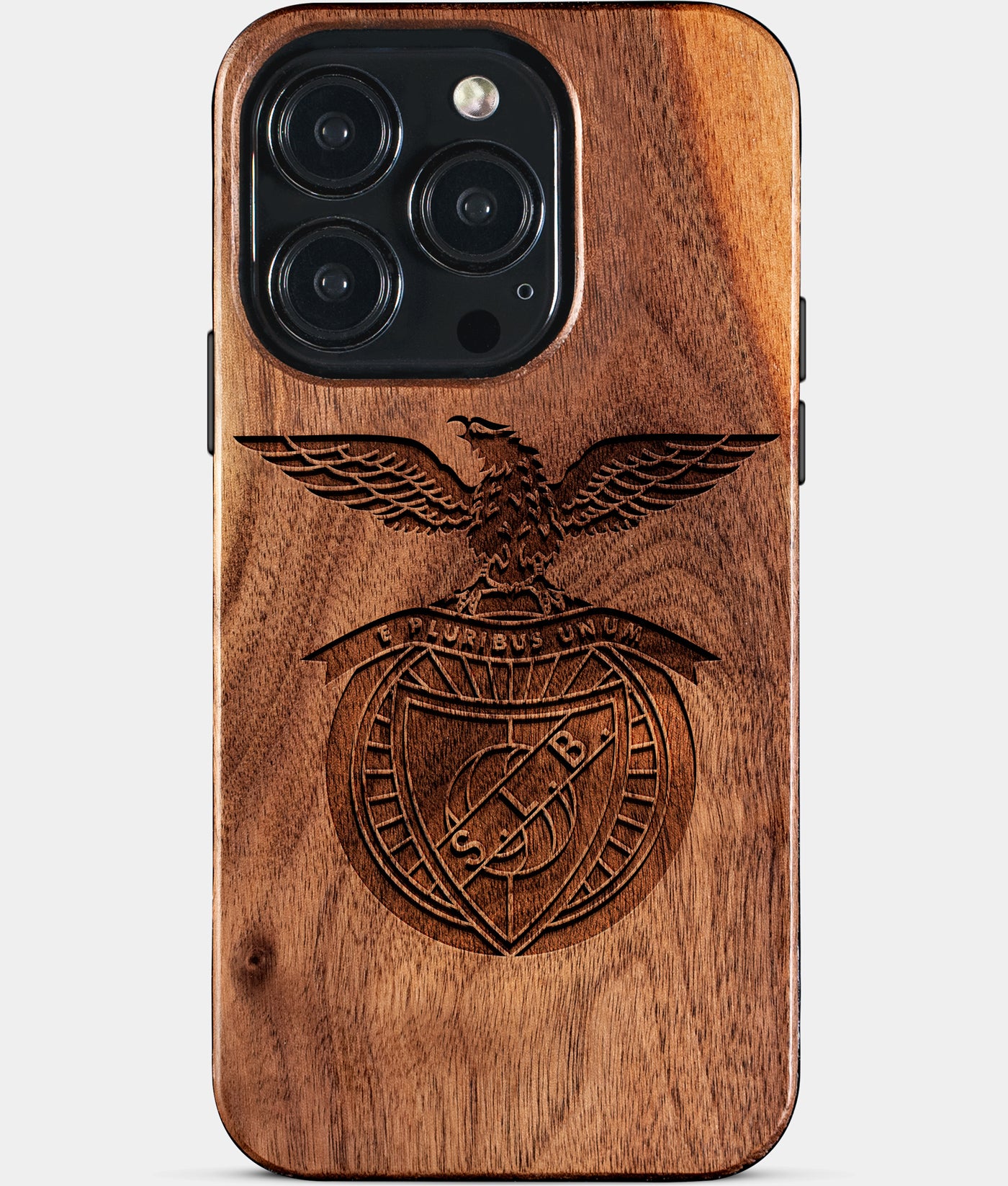 Eco-friendly Sl Benfica iPhone 15 Pro Case - Carved Wood Custom Sl Benfica Gift For Him - Monogrammed Personalized iPhone 15 Pro Cover By Engraved In Nature