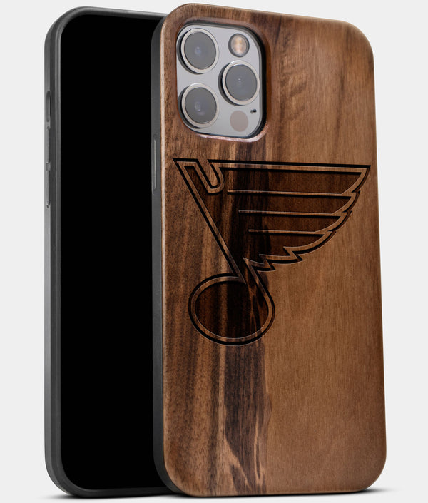 Best Wood St Louis Blues iPhone 13 Pro Case | Custom St Louis Blues Gift | Walnut Wood Cover - Engraved In Nature